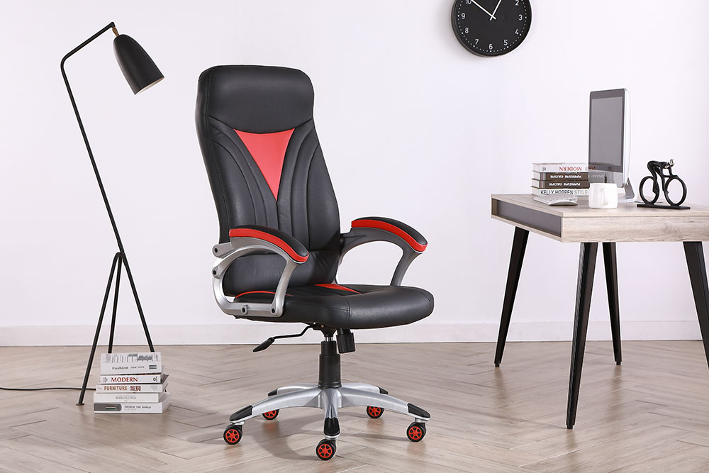 Директорски кожен въртящ се наклонен офис стол с висока облегалка, стол за игри (2)