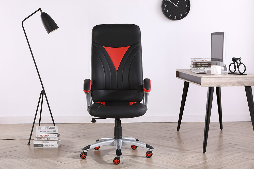 Cadeira de oficina executiva de coiro con respaldo alto xiratorio inclinable, cadeira de xogos (6)