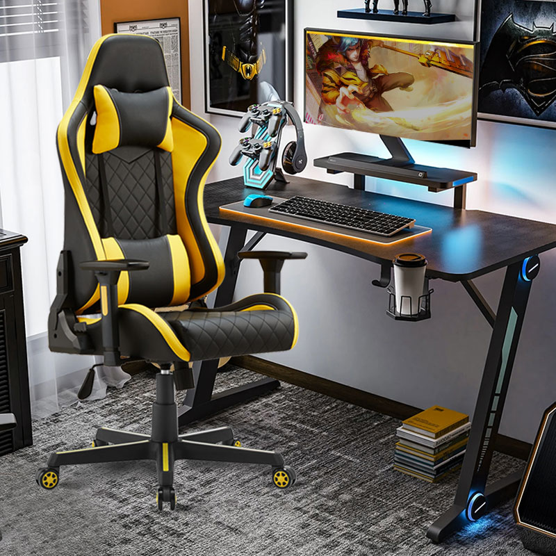 Silla gaming amarilla reclinable